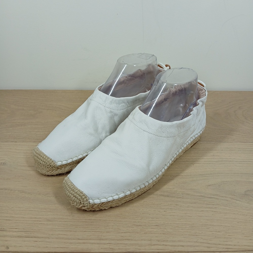 Nine West Valliant Espadrilles Womens 8 White Leather Slip On Coastal Grandma